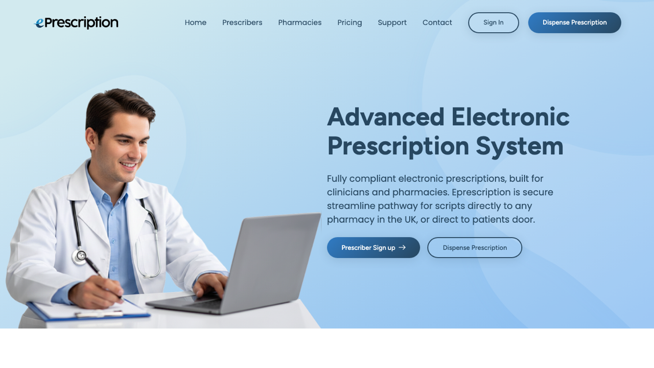 ePrescription website screenshot