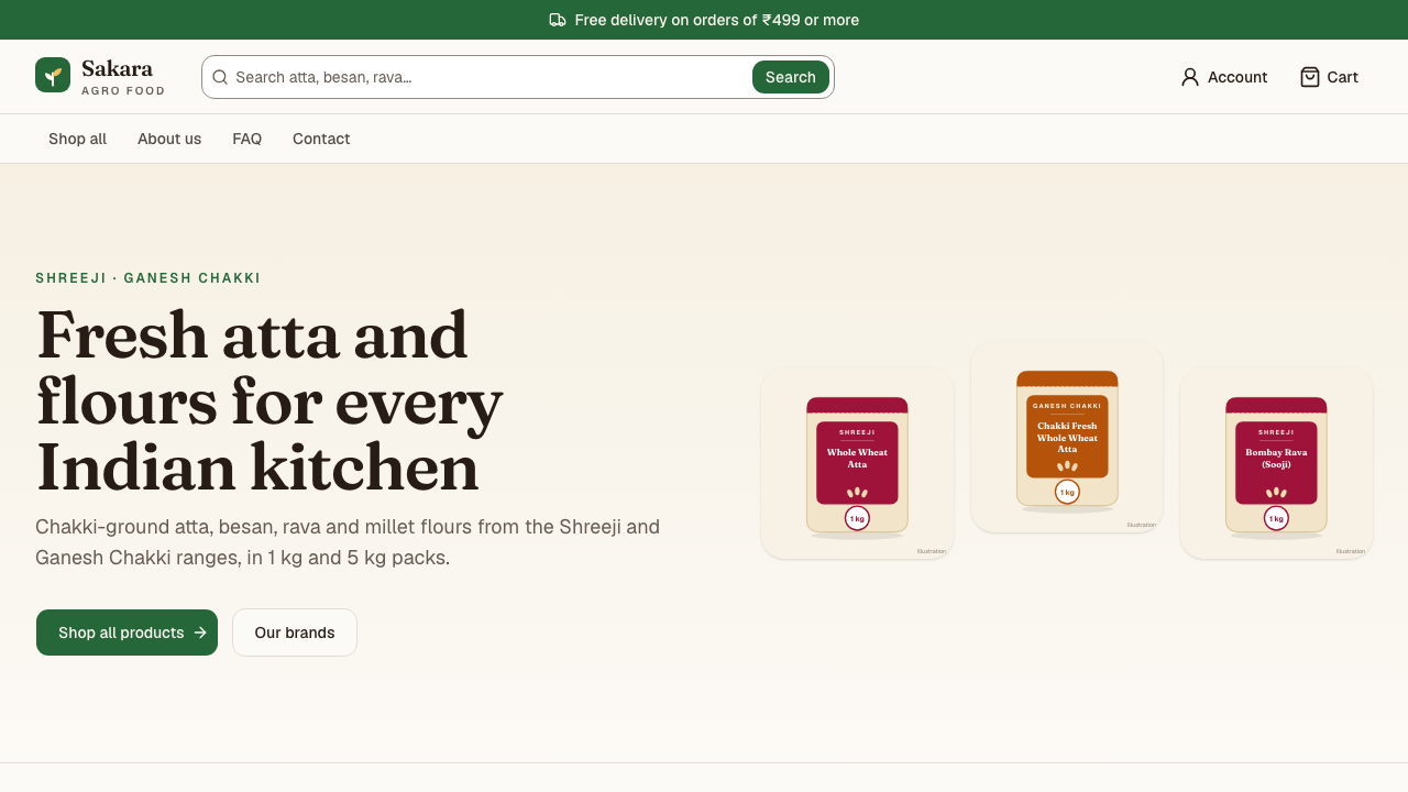 Sakara Agro Food website screenshot
